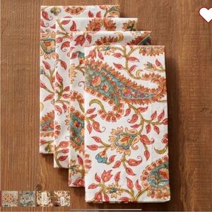 *****ISO***** New Pottery Barn Block Print Warm Paisley Print Cloth Napkins